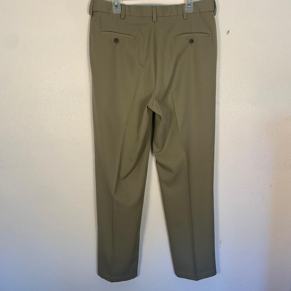 Haggar Cool 18 Pro Mens Dress Pants 36x34 Khaki Flat Front Classic Fit - Picture 3 of 10